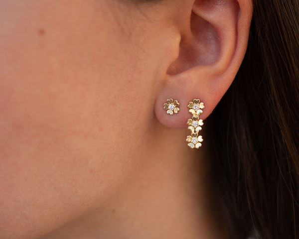 3 Flower Drop Earrings