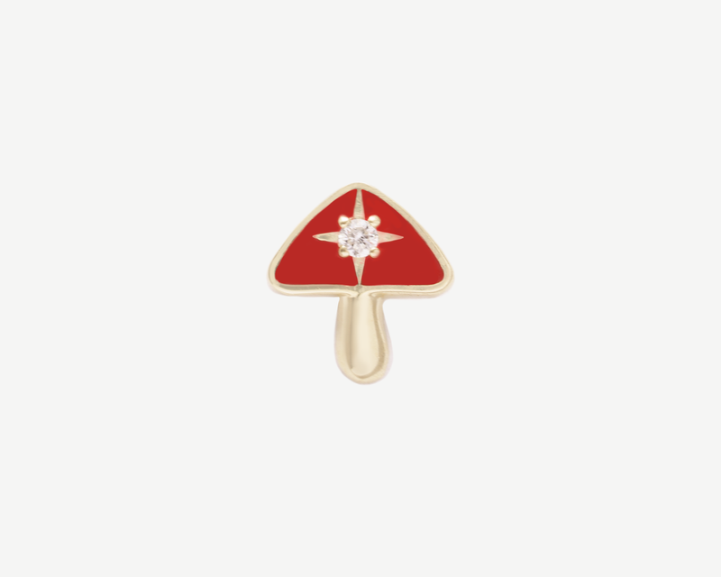 Mushroom Enamel Star Stud (Single)