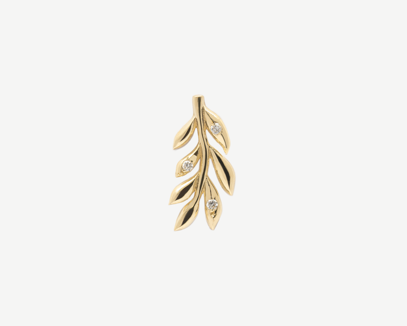 Sage Leaf Diamond Earring (Single)